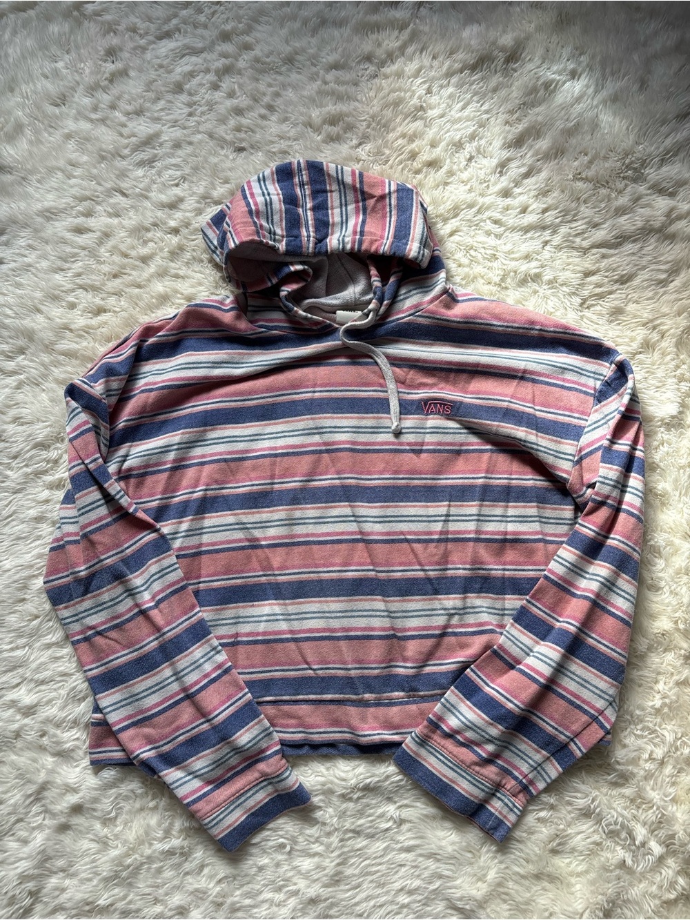 Vans Striped Pink, Blue & White Hooded Pullover